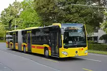 Mercedes Ciatro 93 der BLT, auf der Tramersatzlinie 14, die wegen einer Grossbaustelle nicht mit Tramzügen fahren kann, verlässt am 17.05.2023 die Haltestelle am Aeschenplatz.