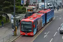 Mercedes Benz CapaCity, aufgenommen von der Fußgängerbrücke in Bratislava. 05.06.2023