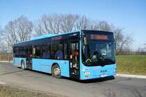 Bus Rheinland-Pfalz / Verkehrsverbund Rhein-Neckar: MAN Lion's City Ü (MZ-DB 6501) der DB Regio Bus Mitte GmbH, aufgenommen im Februar 2023 in Sembach, einer Ortsgemeinde im Landkreis Kaiserslautern.