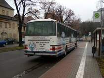 WSF-VV54, ein Setra der 200er Serie, am 06.03.2009 auf dem Busbahnhof in Wei�enfels. Er wird in K�rze auf der Linie 801 Richtung Hohenm�lsen starten.