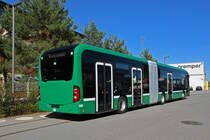 Fabrikneuer Mercedes eCitaro 7134 steht am 05.09.2023 bei der Firma Kestenholz in Pratteln.