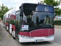 Solaris Urbino 18 von Miabus aus Deutschland (ex Braunschweiger Verkehrs-GmbH; BS-XY 701, später BS-HT 70) im Gewerbegebiet Sassnitz am 08.08.2021