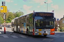 KJ 6273, Mercedes Benz Citaro, des VDL, kommt �ber die Pont Viaduct, aus der Oberstadt in Richtung Bahnhofsviertel der Stadt Luxemburg. 04.2024