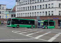 BVB - Mercedes Citaro Nr.7014 unterwegs in den Strassen von Basel am 14.04.2024