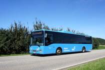 Bus Rheinland-Pfalz / Verkehrsverbund Rhein-Neckar: Iveco Crossway LE (MZ-DB 2758) der DB Regio Bus Mitte GmbH, aufgenommen im September 2023 in der Nähe von Mehlingen, einer Ortsgemeinde der Verbandsgemeinde Enkenbach-Alsenborn im Landkreis Kaiserslautern. 