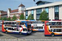 Busbahnhof von Canterbury, wird fast ausschli�lich von  Stagecoach  Doppeldeckern angefahren.
April 2008