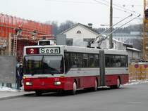 Winterthur - Mercedes O 405 GTZ Trolleybus Nr.151 unterwegs auf der Linie 2 am 20.02.2009