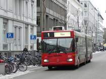 Winterthur - Mercedes O 405 GTZ Trolleybus Nr.157 unterwegs auf der Linie 1 am 20.02.2009