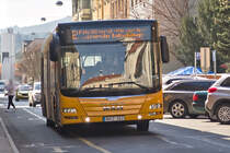MAN Lion's City von Volánbusz (MRZ-362) als Stadtbus Sopron Linie 2 in Sopron, Mátyás király utca. Aufgenommen 20.3.2024.