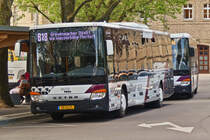 VB 6225, Setra S 416 LE, von WEmobility, an der Haltestelle Lycée in Echternach, bediennt als Schulbus die Linie B 18 Echtrnach - Grevenmacher. 05.2024