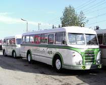 Der Oldtimerbus, H6B mit Anh�nger, der Autobus GmbH Sachsen in Chemnitz.