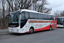 MAN Lion's Coach R07, Mannschaftsbus LHC Cottbus, Berlin im Januar 2024.