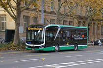 MAN Lions City Elektrobus der MAB, auf der Linie 46, fährt am 18.11.2024 zur Endstation am badischen Bahnhof. Aufnahme Basel.