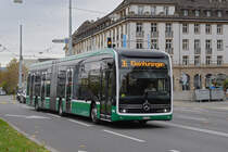 Mercedes eCitaro 7116, auf der Linie 36, verlässt am 18.11.2024 die Haltestelle am badischen Bahnhof. Aufnahme Basel.