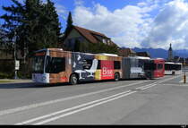 tpf - Mercedes Citaro Nr.117 bei der Wegfahrt von den Haltestellen unterhalb des neuen Bahnhof Bulle am 25.03.2025