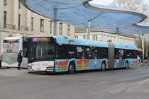 BBA Nr. 39 ''MAG'' (Solaris New Urbino 18) am 9.1.2025 beim Bhf. Aarau