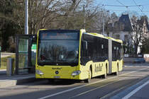 Mercedes Citaro 91 der AAGL, auf der Linie 81, fährt am 25.01.2025 Richtung Endstation am Aeschenplatz. Aufnahme Basel.