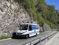SNL, Lugano. Iveco/Indcar Mobi (Nr.1, TI 234’363) kurz vor Gandria, Strada. (6.4.2025)
