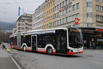 MAN Lions City 75 von Aare Seeland Mobil, auf der Linie 72, verlässt am 24.02.2025 die Haltestelle beim Bahnhof Biel.