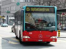 VB Biel - Mercedes Citaro Nr.126  BE 500126 unterwegs auf der Linie 6 in Biel am 04.04.2009