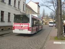 BLK-V1006, ein MAN Lion´s City  CNG macht sich auf dem Busbahnhof von Weienfels gerade auf den Weg, um als Linie 11 ber Lassalleweg - Kaserne - Borau - GWG Zorbau - Borau - Seelauer Str. den Busbahnhof nach gut 36 Minuten Fahrzeit wieder zu erreichen. Aufgenommen wurde das Bild am 08.04.2009.
