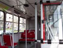 Inneneinrichtung des Skoda-Obuses Nr. 6293 der Bratislavaer Verkehrsbetriebe, aufgenommen am 18.03.2007.