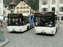 AAGU - MAN Nr.55 UR 9329 und  Nr.56 UR 9359 zusammen beim Tell Denkmal in Altdorf am 08.04.2009