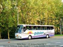 Der 1987er Bova Futura 12.370 FHD wurde bei D�hler nach einigen Einsatzjahren neu lackiert und auch innen aufgefrischt. Sieht gut aus. 2003 wurde er verkauft.