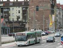Eberswalde ist eine von drei deutschen Stdten mit Obus-Verkehr. Hier zu sehen ein Bus der Linie 861 nach Nordend auf der Heegermhler Strae. 17.5.2007