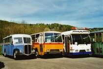 Drei Fahrzeuge - 3 Marken: AAG Aubonne (Rtrobus) Nr. 1 Berna + Perrodin, Le Chble (Rtrobus) Saurer/Lauber + Aroport, Genve (Rtrobus) Nr. C FBW/Hess-Lauber (ex TPG Genve Nr. 552 + 262) am 25. April 2009 Bressonnaz, Rtrobus