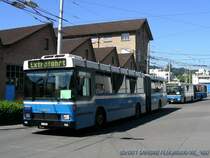 Zwei der drei Volvo/Hess B10MA (Nr. 120 und 118) auf dem Weg zum Shuttledienst zum Stadion.