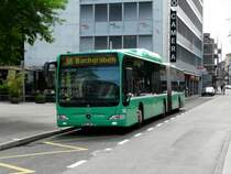 BVB - Mercedes Citaro Bus Nr.708  BS 6667 unterwegs auf der Linie 38 in der Stadt Basel bei der Haltestelle Claraplatz am 28.06.2009