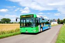 In malerischer Kulisse zwischen den Haltestellen  Brandheide  und Im gr�nen Winkel  pr�sentiert sich hier Hako 4 auf der Linie 6.