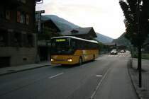 Der  Morgenzug  509 der Matterhorn-Gotthard-Bahn (Fiesch - Brig) wird mit einem Postauto gef�hrt. Am 14.7.2009 war es der Setra 313UL VS241'972, als mir diese Aufnahme in M�rel gelang.