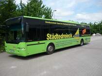 ein gr�ner Neoplan-Bus mit 3 St�dtewerbung macht auch eine gute Figur finde ich