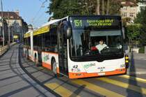 Regiobus, Gossau Nr. 42/SG 283'920 MAN Lion's City am 8. September 2009 bei der Haltestelle St. Leonhard.