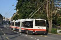 VBSG, St. Gallen Nr. 155 NAW/Hess-Doppelgelenktrolleybus am 8. September 2008 bei der Haltestelle St. Leonhard.