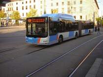 Auf diesem Foto  ist ein MAN Lions City Gelenkbus zu sehen. Das Foto wurde am 23.09.2009 am Saarbrcker-Hauptbahnhof aufgenommen.