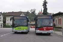 Busland AG, Burgdorf Nrn. 38/BE 387'470 und 36/604'730 Solaris am 22. September 2009 beim Bahnhof Burgdorf.
