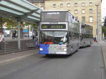 Ein MAN Doppelstock Bus am Hauptbahnhof in Saarbrcken. Die Aufnahme des Fotos war der 24.09.2009. Die beiden Busse gehren der Firma Lay Reisen