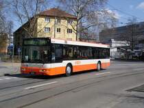 RBS, Worblaufen Nr. 6/BE 535'306 MAN am 5. April 2008 in der Berner Rodtmattstrasse.