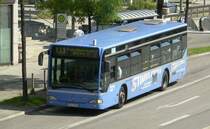 Baumann M JJ 7303 mit Werbung f�r Stimulators.
Aufgenommen am Heimeranplatz in M�nchen.