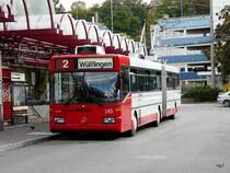 Winterthur - Mercedes O 405 GTZ Trolleybus Nr.145 unterwegs auf der Linie 2 am 11.10.2009
