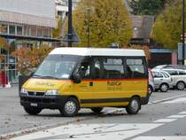 Postauto - Fiat Ducato VD 308066 vor der Hauptpost in Yverdon les Bains am 08.11.2009