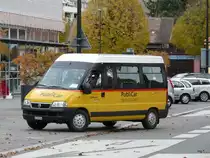 Postauto - Fiat Ducato VD 308066 vor der Hauptpost in Yverdon les Bains am 08.11.2009