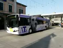 RVBW - Scania-Hess Bus Nr.70  AG 19077 unterwegs auf der Linie 3 bei den Bushaltestellen vor dem Bahnhof in Baden am 20.11.2009