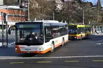 RBS, Worblaufen Nrn. 19/BE 666'119 MAN und 19/BE 464'419 MAN am 4. Dezember 2009 beim Bahnhof Bolligen.