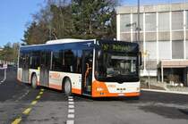 RBS, Worblaufen Nr. 19/BE 666'119 MAN am 4. Dezember 2009 beim Bahnhof Bolligen.