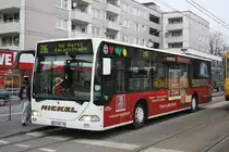 Nickel Reisen (GE RN 79) mit Werbung f�r das Restaurant Essnullvier am 1.12.2009 an der Buererstr in Gelsenkirchen Horst mit der Linie 396 nach Gelsenkirchen Horst Lucasstr.
