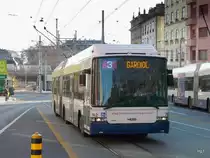 TPG - Hess-Swisstrolley BGT-N2C Nr.762 GE unterwegs auf der Linie 3 in der Stadt Genf am 11.12.2009